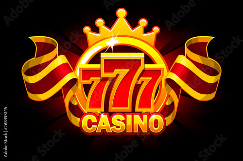 Casino banner with 777 and ribbon. Vector icons on separate layers.