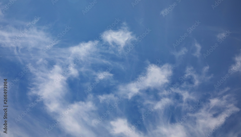 Blue sky with white cloud closeup background and texture