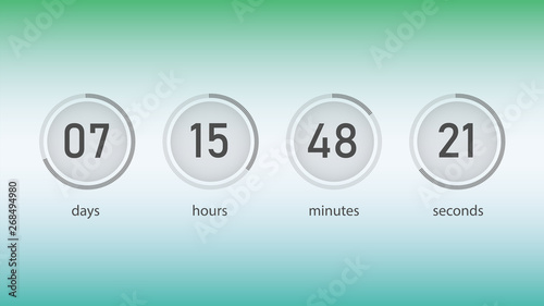 Countdown web site vector flat template digital clock timer background for coming soon or under construction design