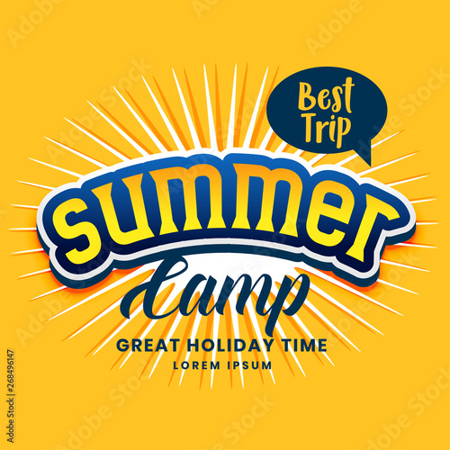 summer camp poster design in yellow color