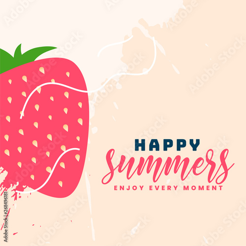 happy summer strawberry fruit background