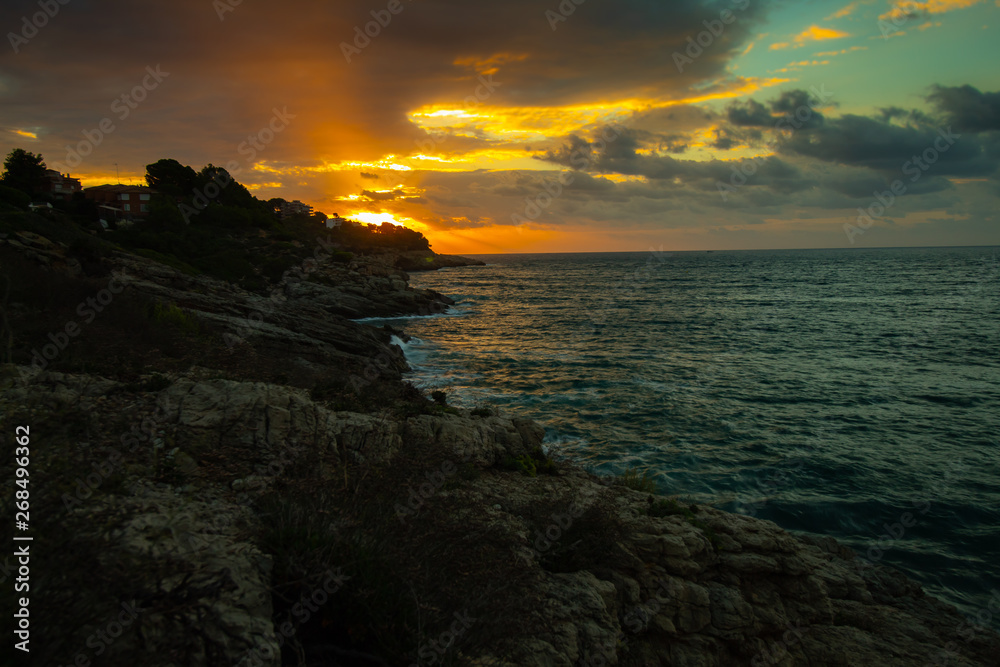 Beautiful sunrise at Cap Salou in Spain