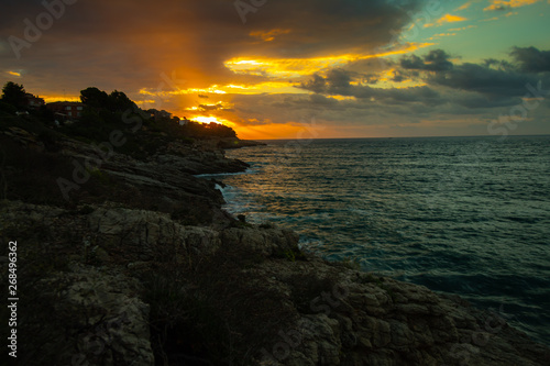 Beautiful sunrise at Cap Salou in Spain