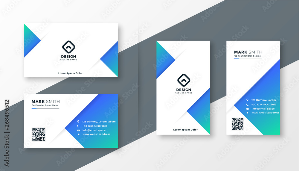 modern blue triangle business card design - obrazy, fototapety, plakaty 