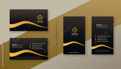premium dark golden business card designs set