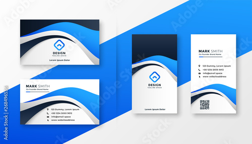 modern blue wave style business card design