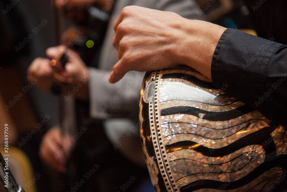 Fototapeta premium Arabic music instruments during the performance