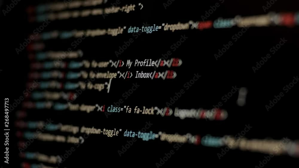 HTML Web Page Code Scrolling Programming code abstract technology background for software developer and Computer script concept