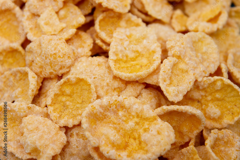 Healthy breakfast. Cornflakes in a blue bowl Healthy breakfast. Cornflakes in a blue bowl