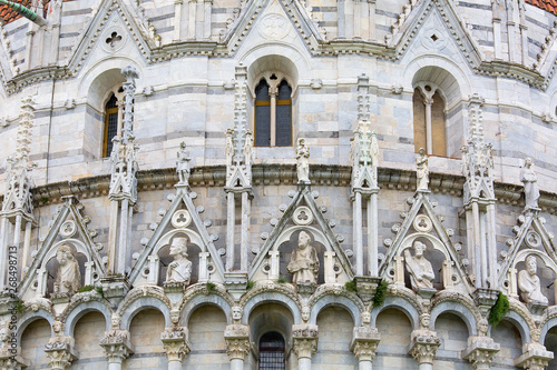 Pisa Baptistery of St. John, details of facade, Pisa, Italy