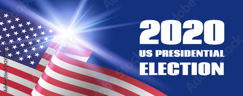 2020 US Presidential Election banner. Vector template with USA flag