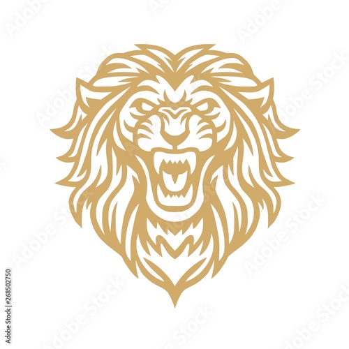 Roaring Lion Gold Logo Mascot Vector