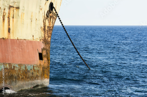 Stranded ship at sunset