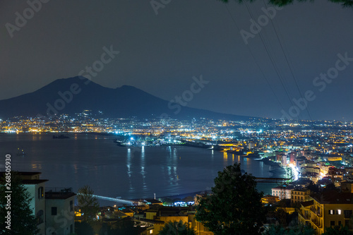 View at night of castellamare bay near Naples city, Italy.