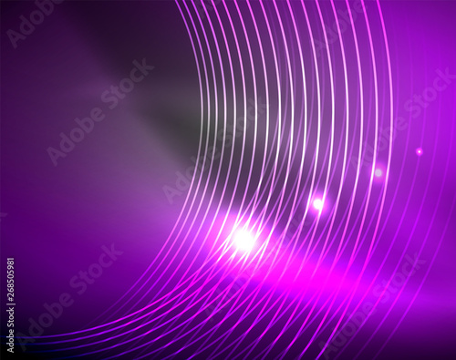 Dark space with neon color glowing lights abstract background