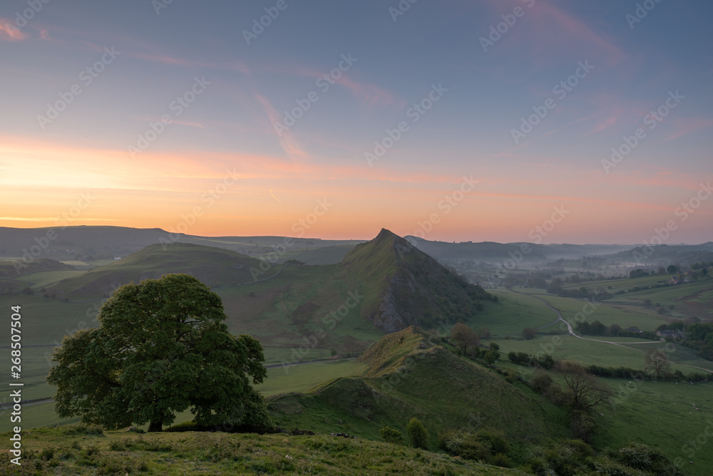 Sunrise on Parkhouse Hill and Chrome Hill in the Peak District National Park.
