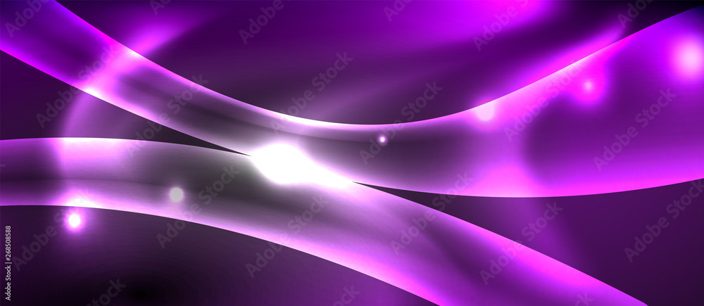 Obraz premium Glossy glowing neon light wave background