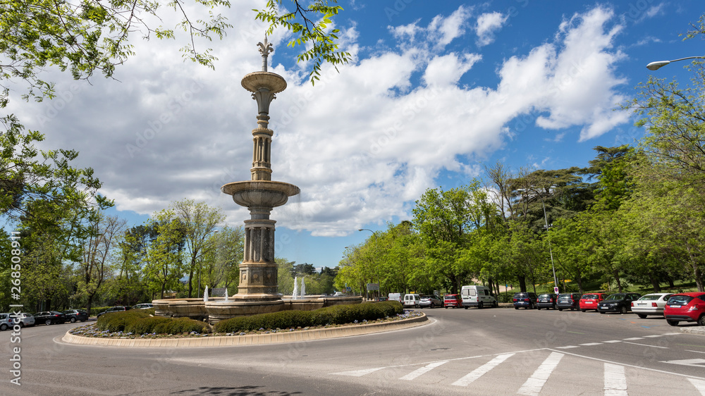 Juan de Villanueva fountain in Camoens street in Madrid
