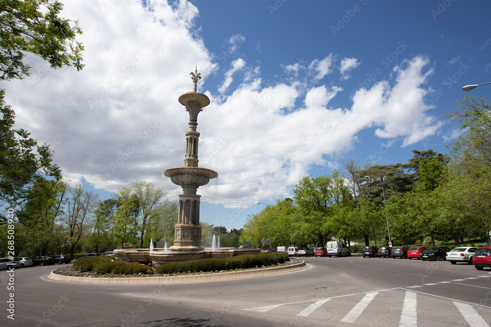 Juan de Villanueva fountain in Camoens street in Madrid