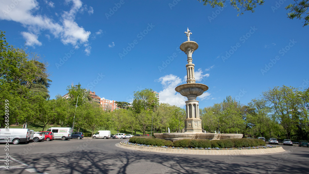 Juan de Villanueva fountain in Camoens street in Madrid