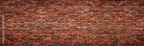 Fotografija Antique brick wall, panoramic view. Grunge stone texture.