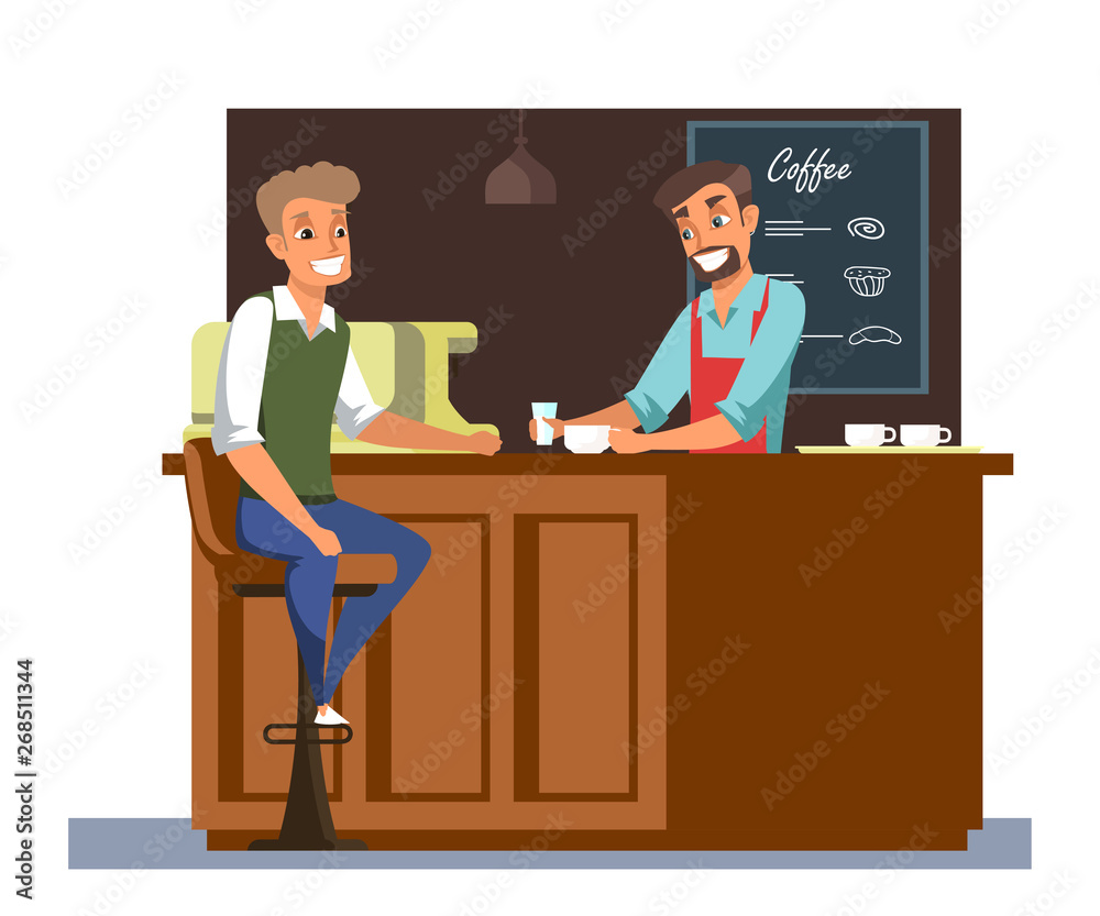 Coffee break, lunch flat vector illustration isolated on white background