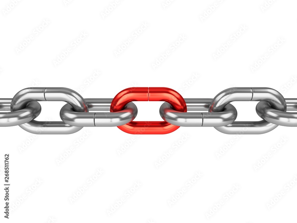 3D rendering Chain on white background 3D rendering Chain on white background