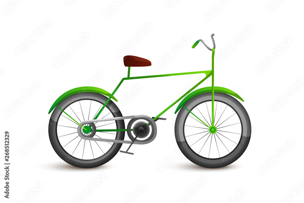 Fototapeta premium Bicycle flat cartoon color vector illustration isolated on white background
