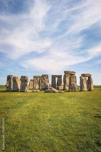 Stonehenge an ancient prehistoric stone monument near Salisbury, UK, UNESCO World Heritage Site .