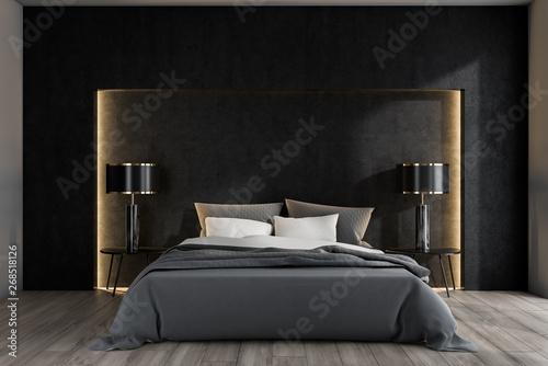 Luxury black master bedroom interior