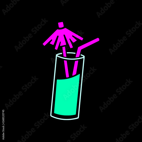 Chilled cocktail with umbrella black background
