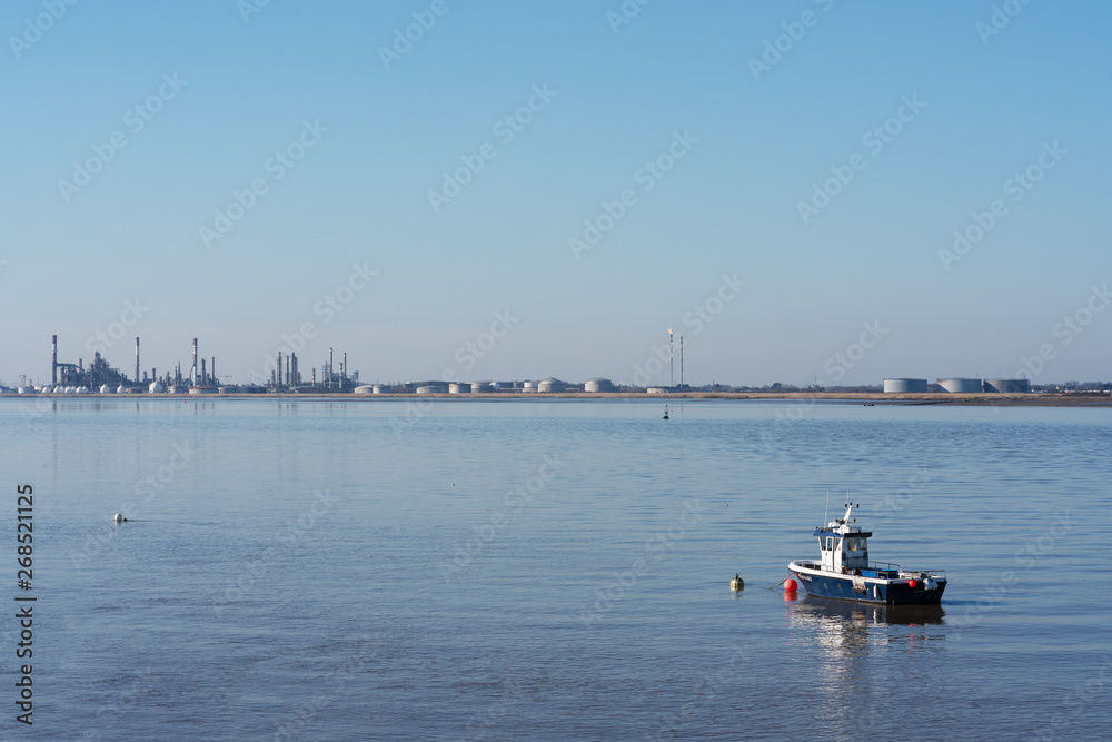 the Loire estuary from the port of Paimboeuf with the industrial zone of Saint-Nazaire in the background