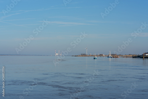 the Loire estuary from the port of Paimboeuf with the industrial zone of Saint-Nazaire in the background © istvanszekany