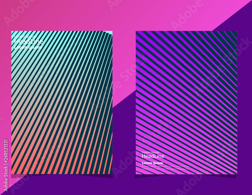 Vector illustration of bright color abstract pattern background with line gradient texture for minimal dynamic cover design. Can be used in website, magazine or advertising. Colorful background.