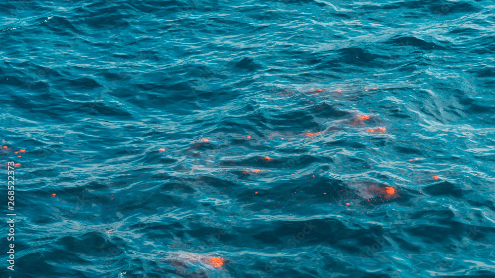 blue-whale-feces-defecation-is-red-in-the-ocean-water-stock-foto