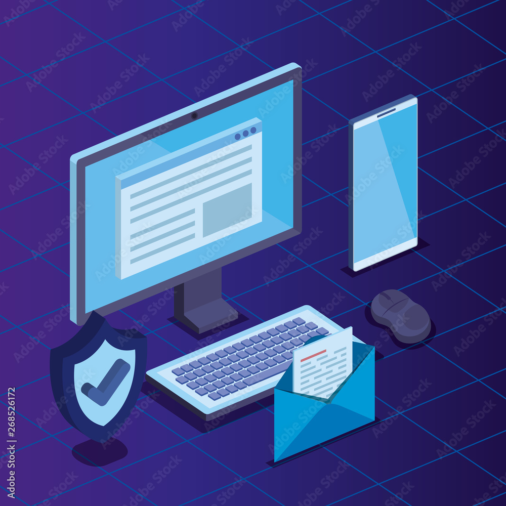 computer with document and smartphone technology with shield security computer with document and smartphone technology with shield security
