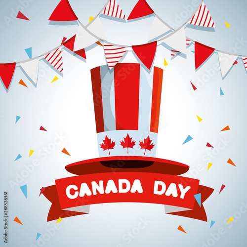 canada party banner with patriotic hat and ribbon