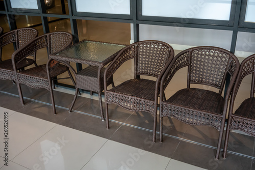 empty vintage style seats in office building