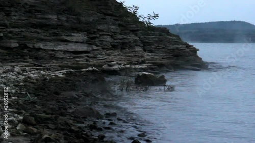 A Bakota bay (Dnistrovske reservoir) view in early morning, Dnister river, Podilski tovtry National park, Khmelnitskiy region of Western Ukraine photo