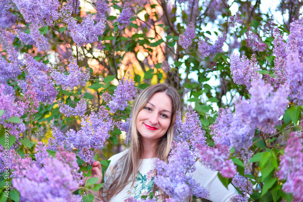 spring girl enjoying peaceful romantic season
