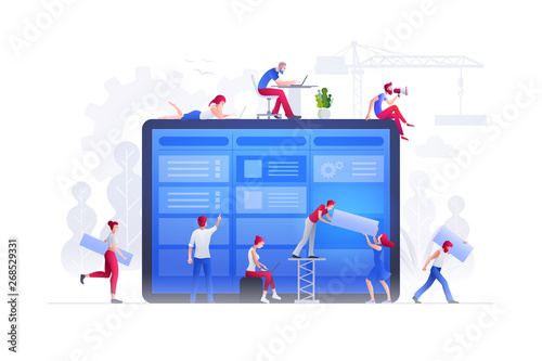 People are working together on large screen