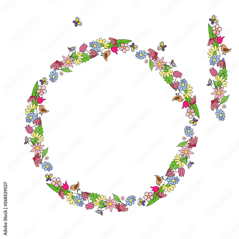  doodle floral tangle  round, circle, card, greeting, flower, nature, tangle, plant, different, miscellaneous, bunch, meadow, field, leaf, template, frame, blank, garland, branch, ornament, wreath