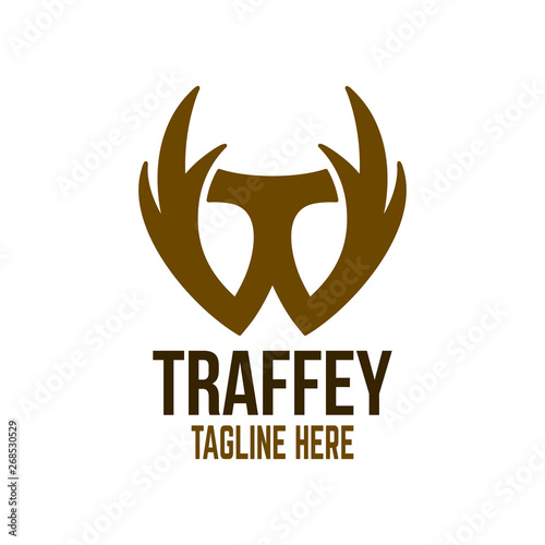 Modern trophy and letter T logo