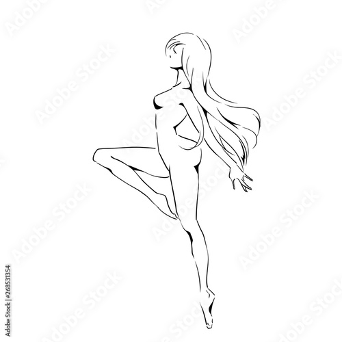 Dancing woman, elegant silhouette