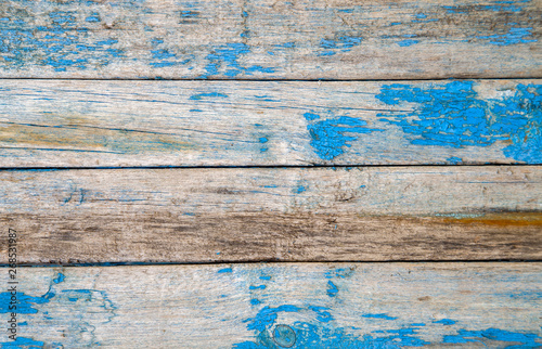 old wooden texture with blue paint