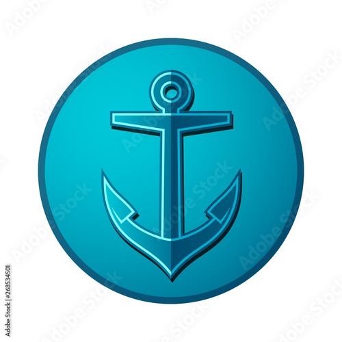 Fotografie, Tablou Anchor icon on round button