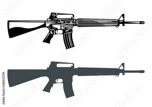 m16 machine gun assault rifle vector image set photo