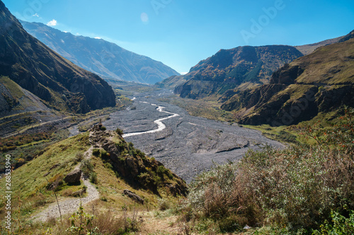 Georgian Military Road , valley of the Terek in The Caucasus mountains