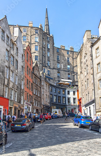 Colorful Victoria Street in Edinburgh Scotland photo