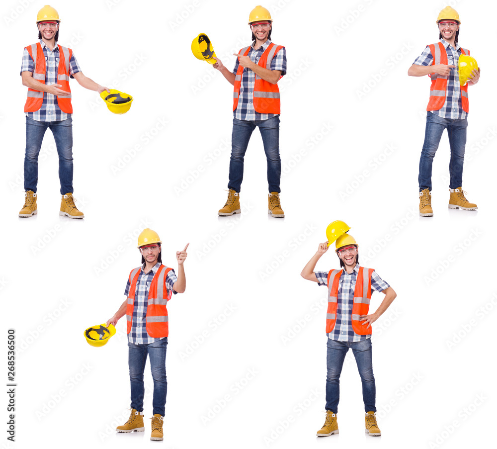 Industrial worker isolated on white 